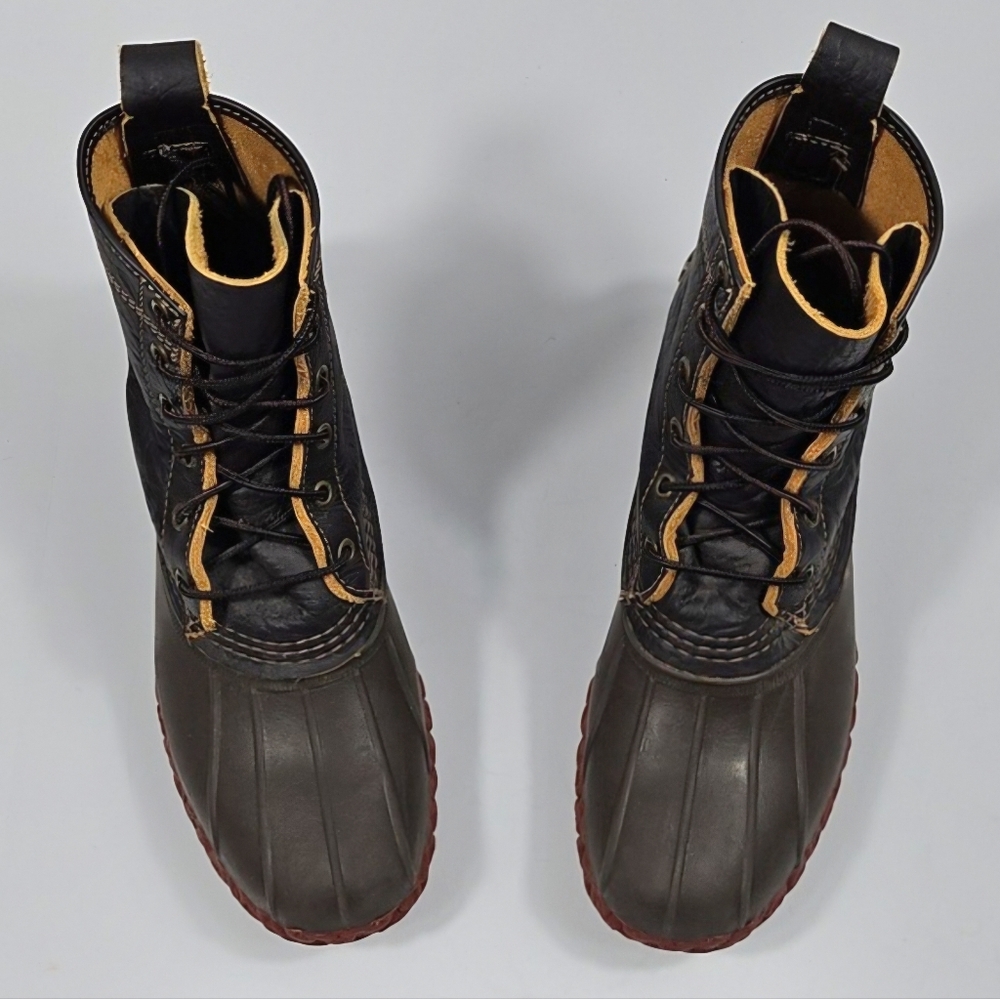 L.L. Bean Bison 8" Leather & Waterproof Rubber Lace Up Duck Boot Maine USA - Picture 9 of 16